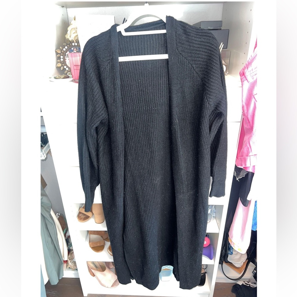 Black duster cardigan knit